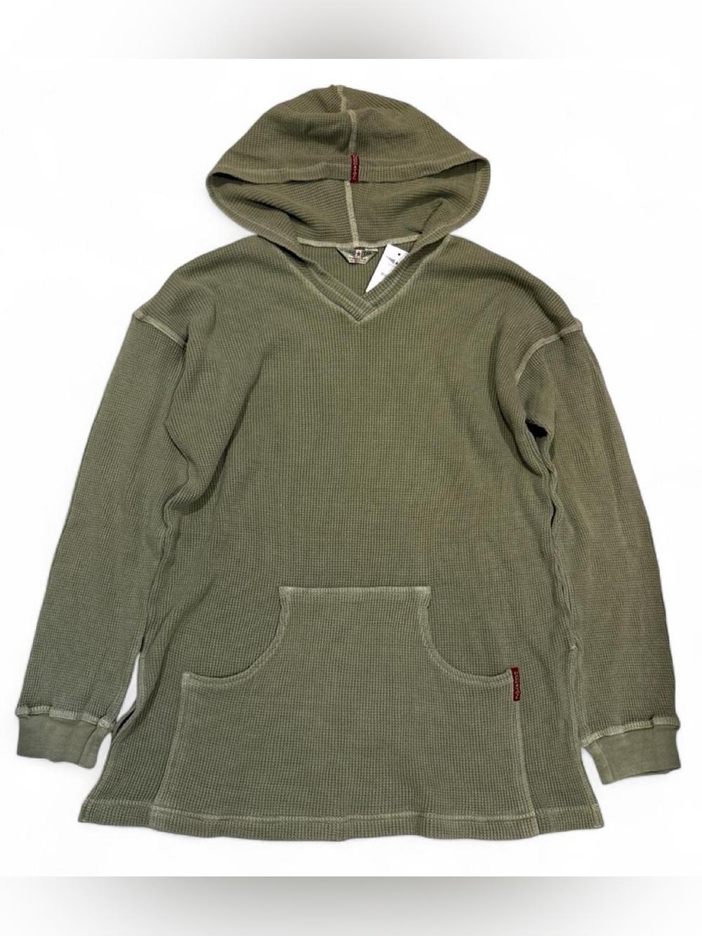 Y2K vintage deadstock Hard Tail waffle knit tunic hoodie in washed green